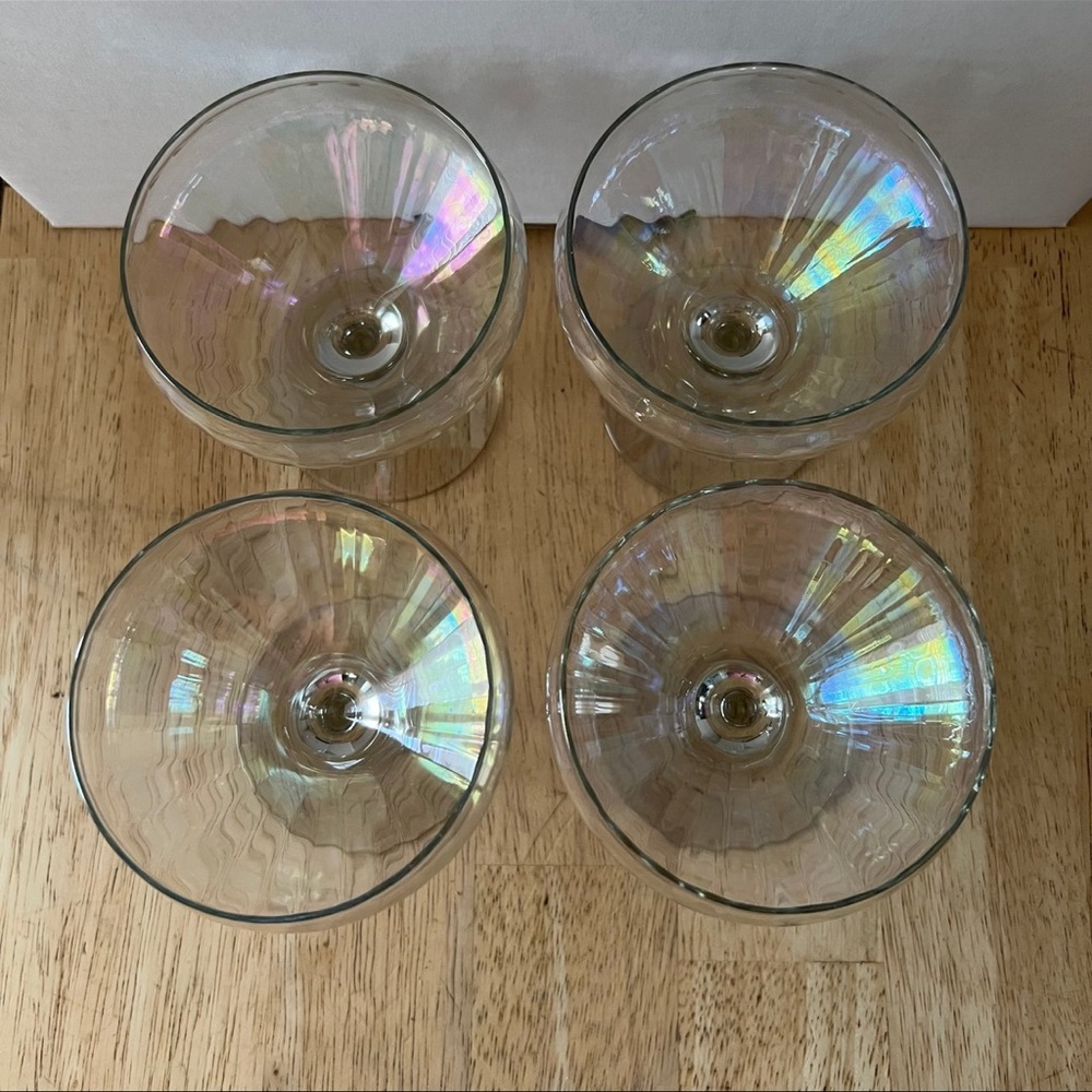 Vintage Iridescent Champagne Coupe Glasses - Picture 9 of 10